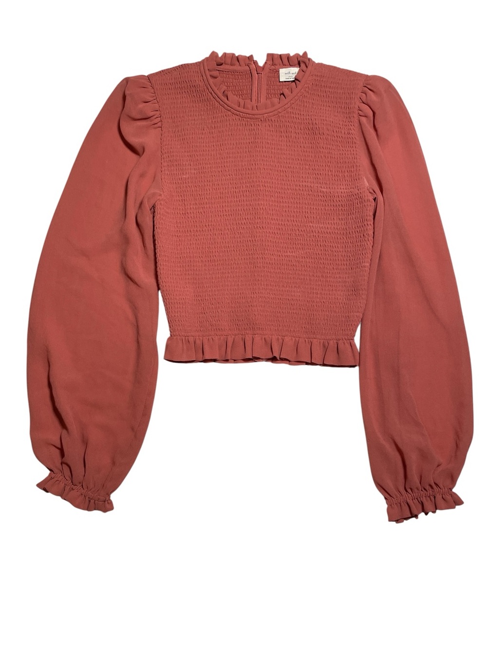 NWT Aritzia Wilfred Tempest blouse in a terracotta pink shade. Size XXS. - Picture 2 of 11